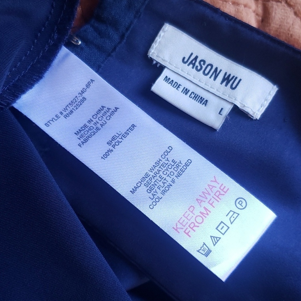 Jason Wu Elegant Navy Blue Satin Maxi Dress Size L - Picture 7 of 7